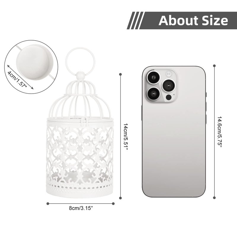 SHOWLOUE Hanging Birdcage Lantern, 6PCS Small Metal Tealight Holder Vintage Decorative Hanging Candle Holder Lantern Centerpieces for Wedding Halloween Christmas Table Decoration - Image 2